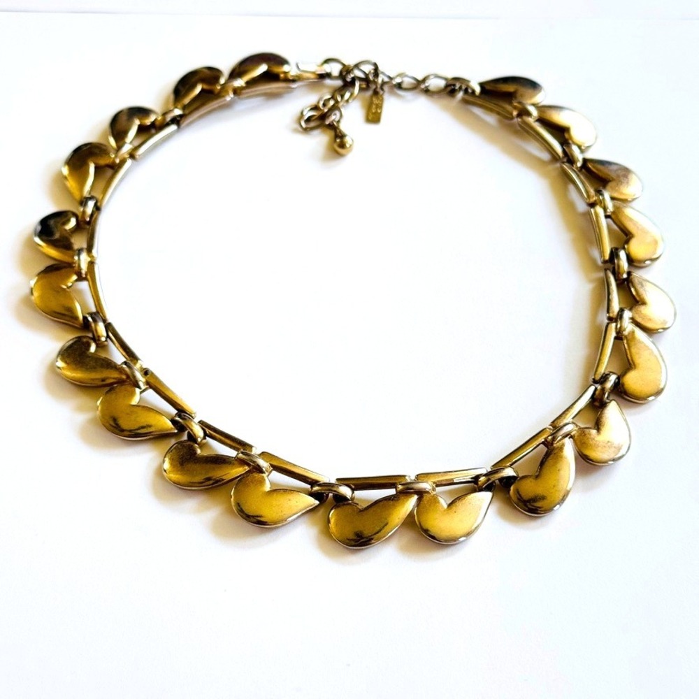 Monet Signed regal Necklace VTG Collar link chain Gold Tone Designer 60s‎ 16"L